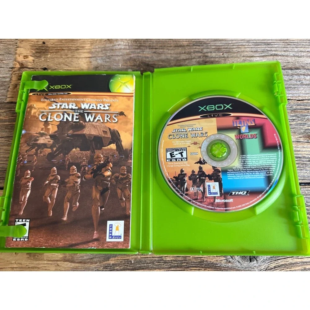 Y2K 2002 Xbox Star Wars The Clone Wars Tetris Worlds Combo Disc Promo Bundle
